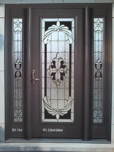 Pristine Stained Glass Door Inserts with Wooden Frame in Ontario, Canada by Modern Window Fashion