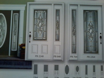 Acid Etch Stained Glass Door Inserts with Wooden Frame in Ontario, Canada by Modern Window Fashion