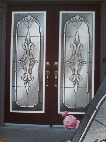 Adelaide Stained Glass Door Inserts with Wooden Frame in Ontario, Canada by Modern Window Fashion