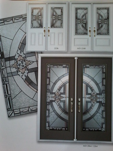 Rosetta Stained Glass Door Inserts with Wooden Frame in Ontario, Canada by Modern Window Fashion