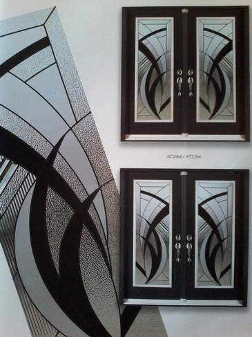 Elmseross Stained Glass Door Inserts with Wooden Frame in Ontario, Canada by Modern Window Fashion