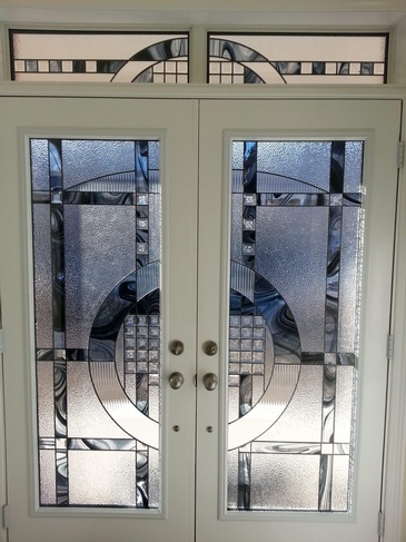 Acid Etch Stained Glass Front Door Inserts in Ontario, Canada by Modern Window Fashion