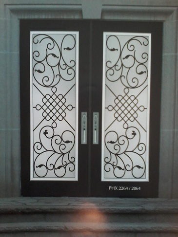 Spring Wrought Iron Door Inserts with Wooden Frame in Ontario, Canada by Modern Window Fashion