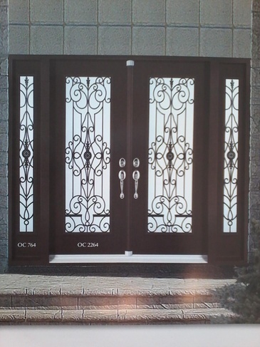 Spring Wrought Iron Front Door Inserts with Wooden Frame in Ontario, Canada by Modern Window Fashion